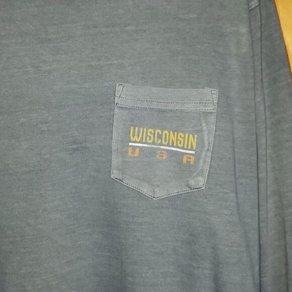 Legacy Vintage Inspired Graphic WISCONSIN USA Long Sleeve Sz XL T-shirt w Pocket - Picture 5 of 13